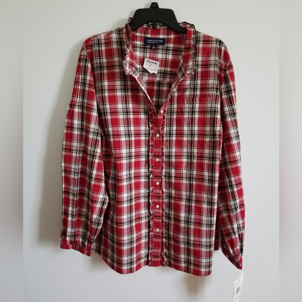 Women's Jones New York Plaid button down shirt size 2X